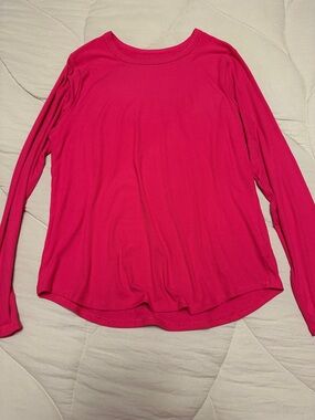 No Boundaries Hot Pink Long Sleeve Ribbed Tee